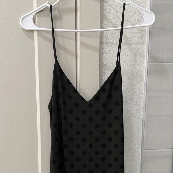 Zara Polka Dot Midi Slip Dress Green and Black - Picture 8 of 8